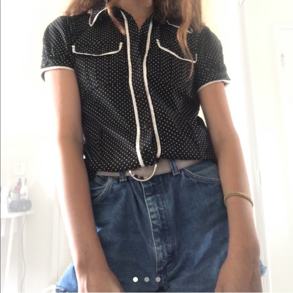 Polka Dot Collared Top